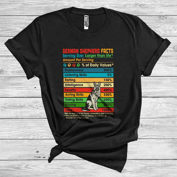 MacnyStore - German Shepherd Facts Percent Of Daily Values Funny Skills Puppy Owner T-Shirt