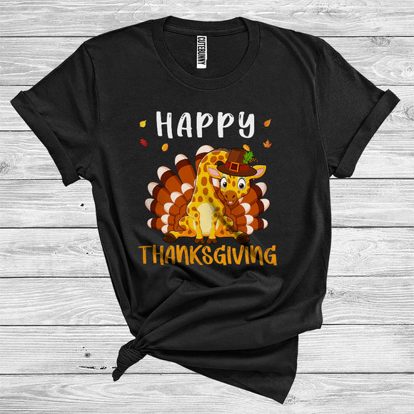 MacnyStore - Giraffe As Turkey Wearing Pilgrim Matching Turkey Hunting Wild Animal Happy Thanksgiving T-Shirt