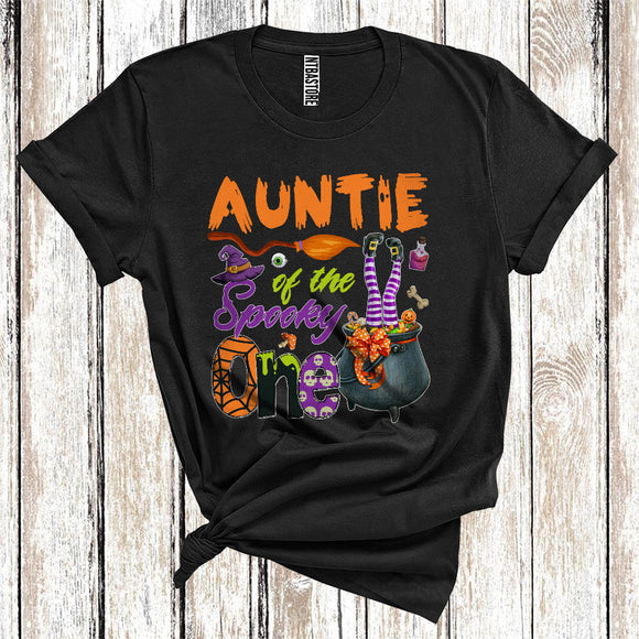 MacnyStore - Halloween Auntie Of The Spooky One Funny Witch On Cooking Pot Family Group T-Shirt