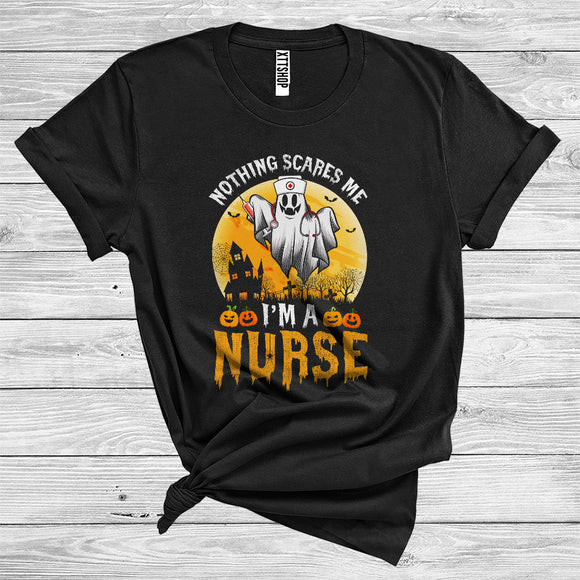 MacnyStore - Halloween Ghost Boo Nothing Scares Me I'm A Nurse Funny Careers Group T-Shirt