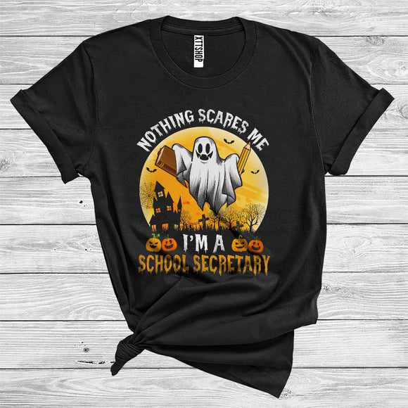 MacnyStore - Halloween Ghost Boo Nothing Scares Me I'm A School Secretary Funny Careers Group T-Shirt