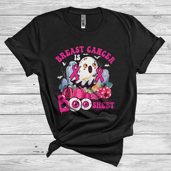 MacnyStore - Halloween Breast Cancer Is Boo Sheet Funny Boo Ghost Pink Ribbon Pumpkins Lover T-Shirt