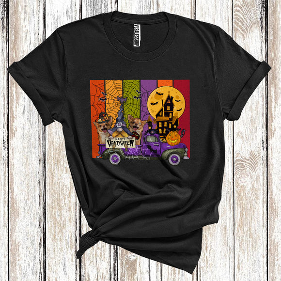 MacnyStore - Halloween Chihuahua Witch On Pickup Truck With Gnome Cute Animal Lover T-Shirt