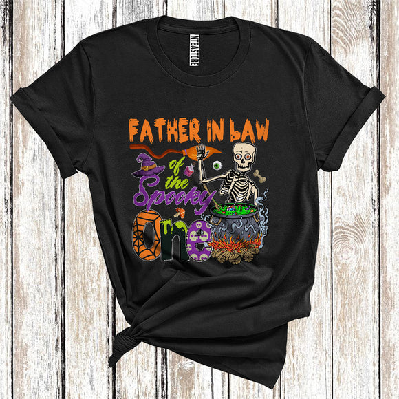 MacnyStore - Halloween Father In Law Of The Spooky One Funny Skeleton Witch's Boiling Pot Family Group T-Shirt