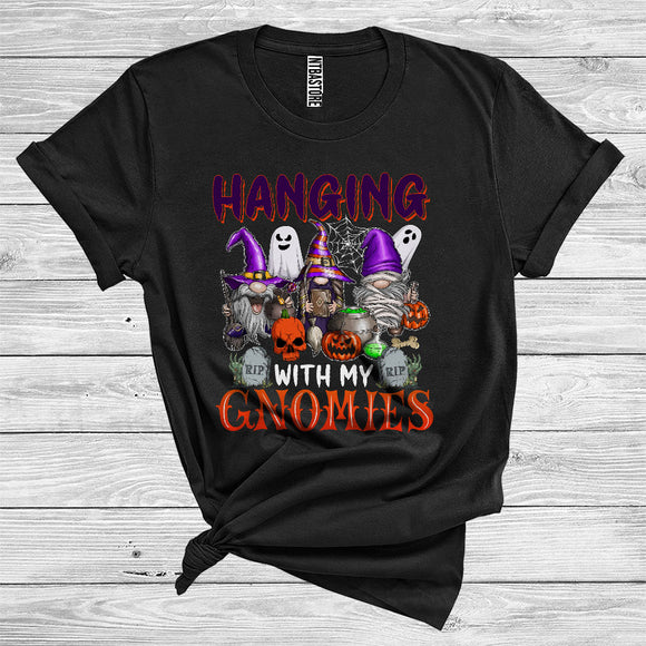MacnyStore - Halloween Hanging With My Gnomies Cute Three Witch Mummy Gnomes Boo Ghost Lover T-Shirt
