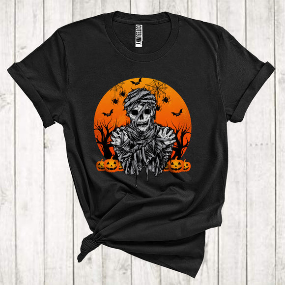 MacnyStore - Halloween Horror Mummy Costume Scary Moon Skeleton Carved Pumpkins T-Shirt