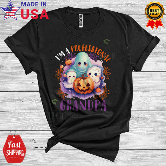 MacnyStore - Halloween I'm A Professional Grandpa Funny Pumpkin Ghost Proud Family Group T-Shirt