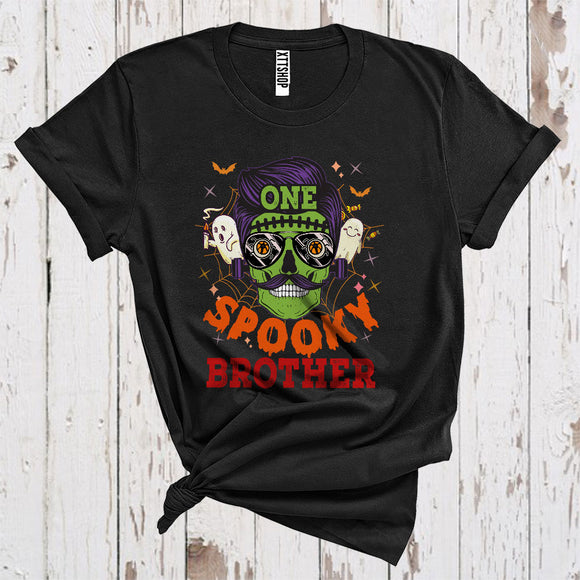 MacnyStore - Halloween One Spooky Brother Cool Sunglasses Mustache Skull Ghost Boo Matching Family Group T-Shirt