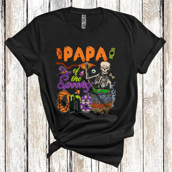 MacnyStore - Halloween Papa Of The Spooky One Funny Skeleton Witch's Boiling Pot Family Group T-Shirt