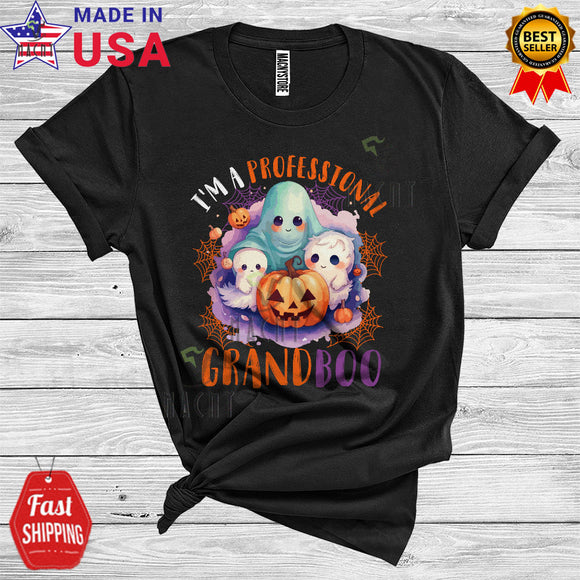 MacnyStore - Halloween Pumpkin I'm A Professional GrandBoo Funny Halloween Ghost Pumpkin Family Group T-Shirt