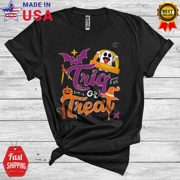 MacnyStore - Halloween Trig Or Treat Cool Witch Ghost Trick Or Treat Math Lover Student Teacher T-Shirt