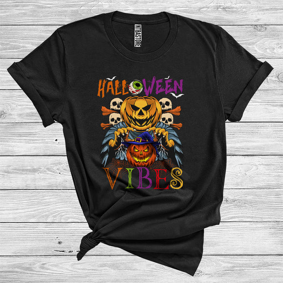 MacnyStore - Halloween Vibes Cool Halloween Costume Pumpkin Skulls Witch Lover Matching Group T-Shirt