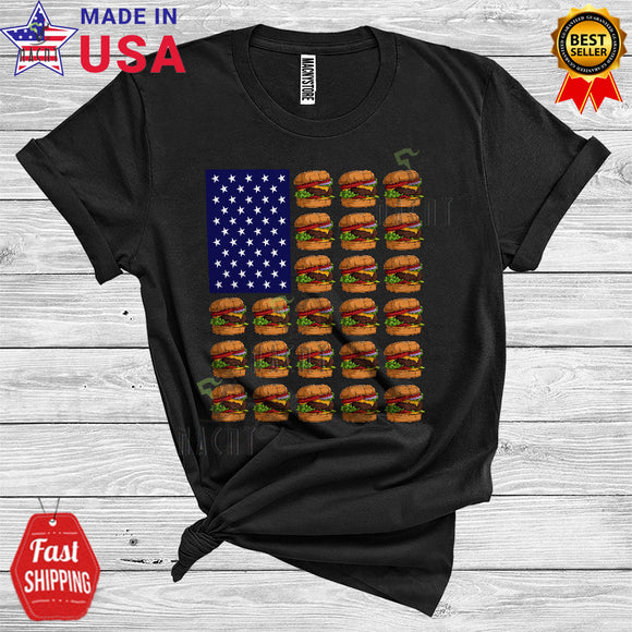 MacnyStore - Hamburger American Flag Cool Fast Food Lover Patriotic Summer Vacation 4th Of July T-Shirt