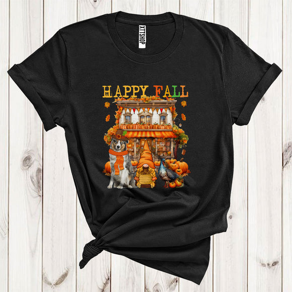 MacnyStore - Happy Fall Cool Thanksgiving Autumn House Gnome Turkey Australian Shepherd Pumpkin Lover T-Shirt