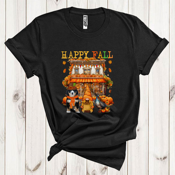 MacnyStore - Happy Fall Cool Thanksgiving Autumn House Gnome Turkey Bernedoodle Pumpkin Lover T-Shirt