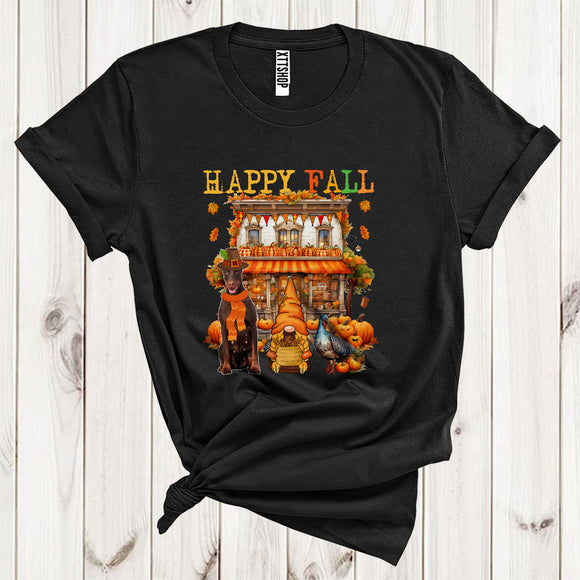 MacnyStore - Happy Fall Cool Thanksgiving Autumn House Gnome Turkey Dobermann Pumpkin Lover T-Shirt