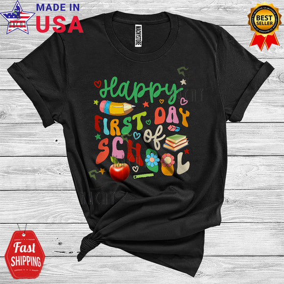 MacnyStore - Happy First Day Of School Cute Pencil Students Kids Teacher School Class Lover T-Shirt