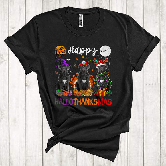 MacnyStore - Happy Halloween Thanksgiving Christmas Funny Three Cane Corso As Turkey Witch Santa T-Shirt