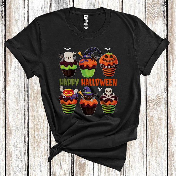 MacnyStore - Happy Halloween Funny Horror Cupcakes As Witch Ghost Carved Pumpkin Skull Sweet Lover T-Shirt