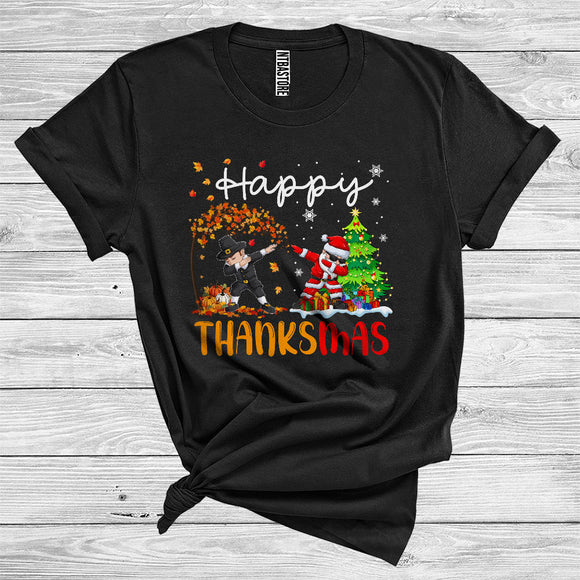 MacnyStore - Happy Thanksgiving Christmas Cool Pilgrim Santa Dabbing Fall Tree Christmas Tree Lover T-Shirt