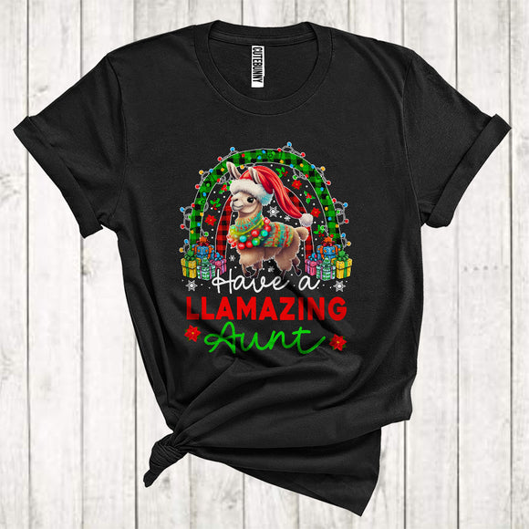 MacnyStore - Have A Llamazing Aunt Funny Christmas Rainbow Amazing Santa Llama Family Group T-Shirt