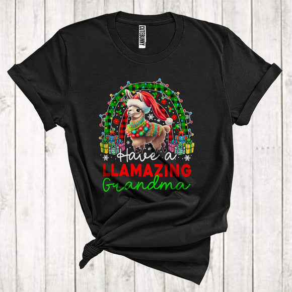 MacnyStore - Have A Llamazing Grandma Funny Christmas Rainbow Amazing Santa Llama Family Group T-Shirt