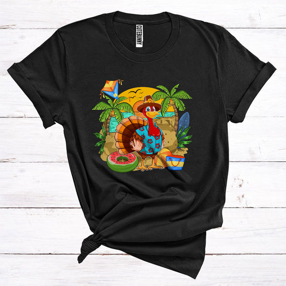 MacnyStore - Hawaiian Turkey On Beach Cute Thanksgiving Hawaii Beach Vacation Lover T-Shirt