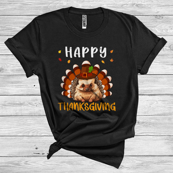 MacnyStore - Hedgehog As Turkey Wearing Pilgrim Matching Turkey Hunting Wild Animal Happy Thanksgiving T-Shirt