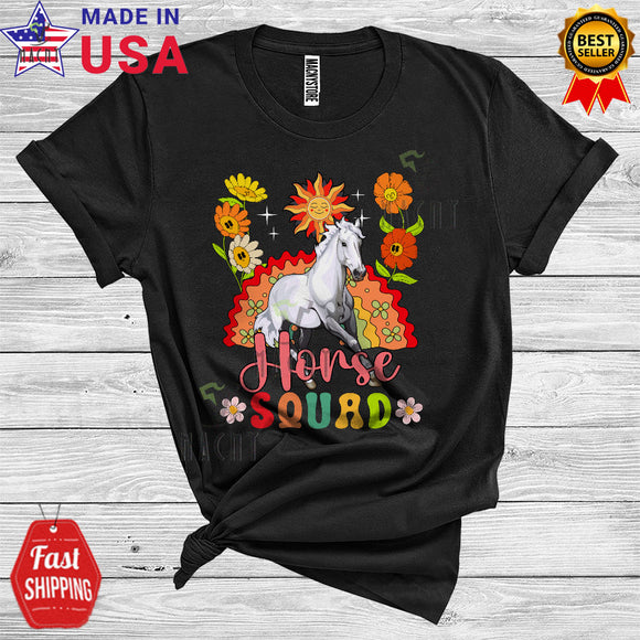 MacnyStore - Horse Squad Funny Farmer Women Girl Floral Rainbow Animal Lover T-Shirt