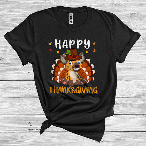 MacnyStore - Hyena As Turkey Wearing Pilgrim Matching Turkey Hunting Wild Animal Happy Thanksgiving T-Shirt
