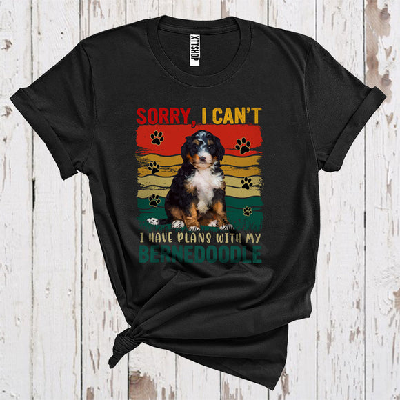 MacnyStore - Vintage Retro Sorry I Have Plans With My Bernedoodle Cute Owner Puppy Paws Animal Lover T-Shirt