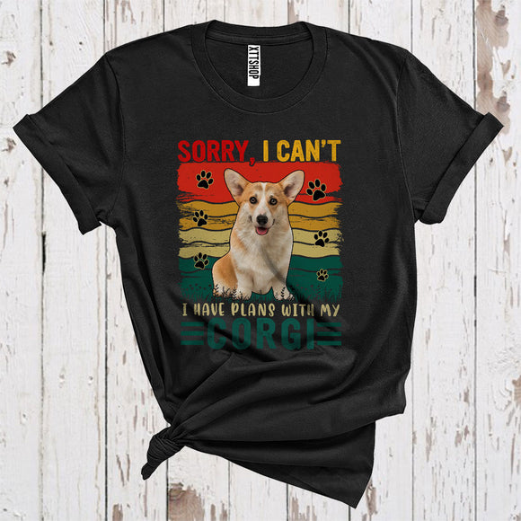 MacnyStore - Vintage Retro Sorry I Have Plans With My Corgi Cute Owner Puppy Paws Animal Lover T-Shirt