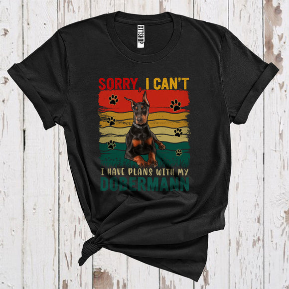 MacnyStore - Vintage Retro Sorry I Have Plans With My Dobermann Cute Owner Puppy Paws Animal Lover T-Shirt