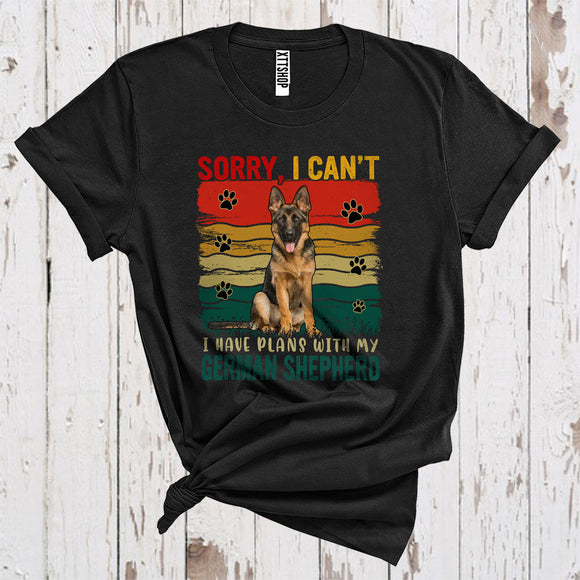 MacnyStore - Vintage Retro Sorry I Have Plans With My German Shepherd Cute Owner Puppy Paws Animal Lover T-Shirt