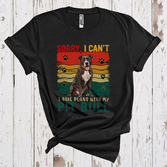 MacnyStore - Vintage Retro Sorry I Have Plans With My Pit Bull Cute Owner Puppy Paws Animal Lover T-Shirt