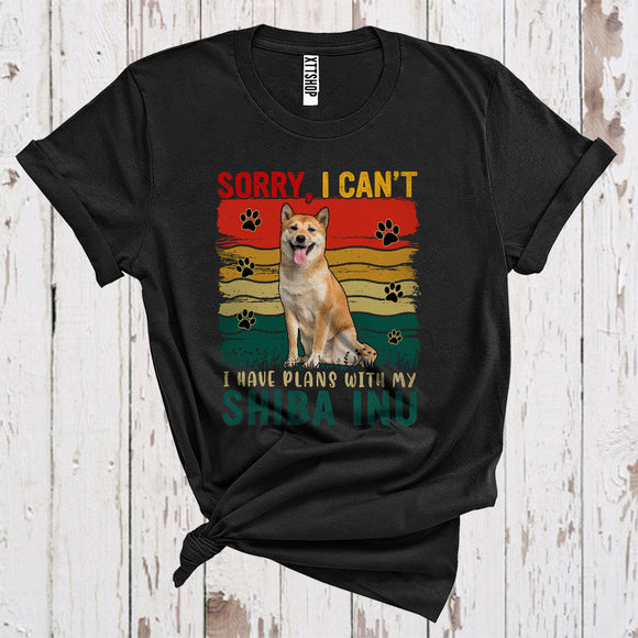 MacnyStore - Vintage Retro Sorry I Have Plans With My Shiba Inu Cute Owner Puppy Paws Animal Lover T-Shirt