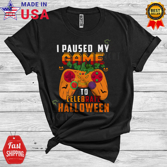 MacnyStore - I Paused My Game To Celebrate Halloween Funny Pumpkin Game Controller Lover T-Shirt