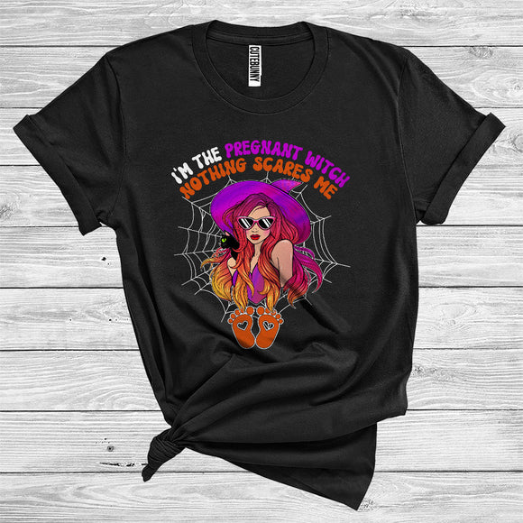 MacnyStore - I'm The Pregnant Witch Nothing Scares Me Funny Wife Witch Pregnancy Matching Family Group T-Shirt