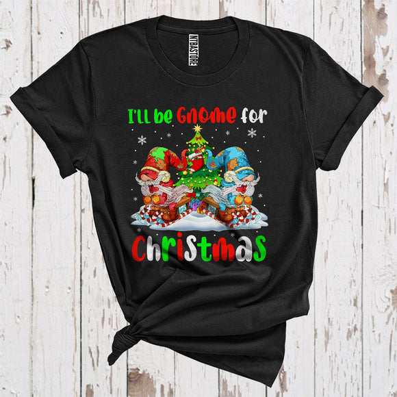 MacnyStore - I'll Be Gnome For Xmas Cute Christmas Tree Gnome Riding Sleigh Snowing Lover T-Shirt