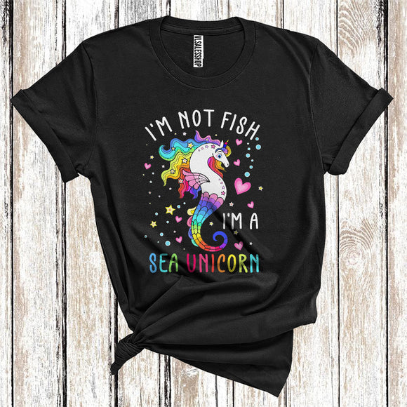 MacnyStore - I'm Not Fish I'm A Seahorse Unicorn Cute Colorful Magical Sea Animal Lover Kids T-Shirt