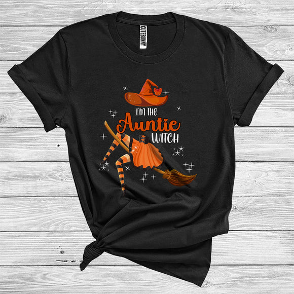 MacnyStore - I'm The Auntie Witch Awesome Halloween Costume Witch Riding Broomstick Family Group T-Shirt