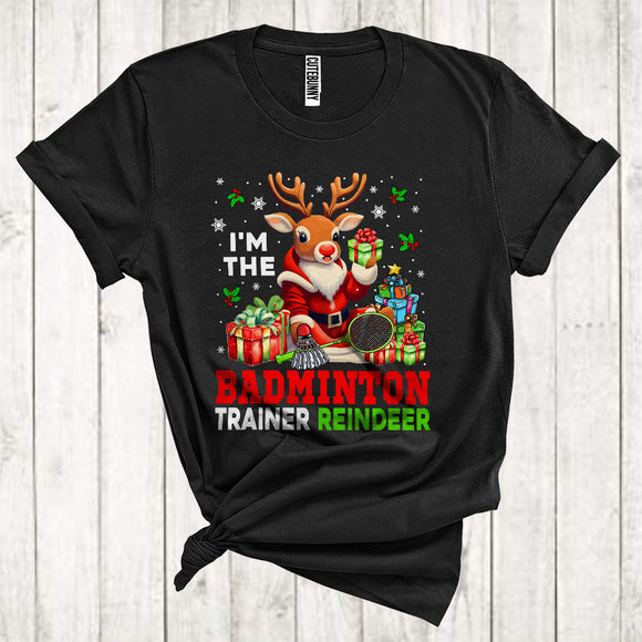 MacnyStore - I'm The Badminton Trainer Reindeer Funny Santa Reindeer Matching Sport Team Christmas T-Shirt