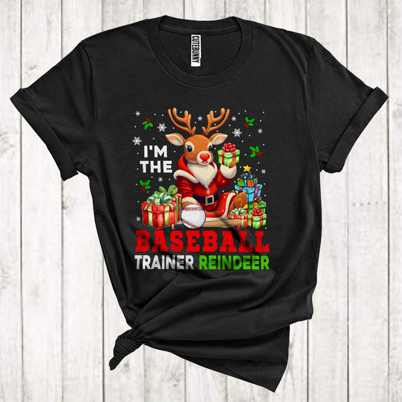 MacnyStore - I'm The Baseball Trainer Reindeer Funny Santa Reindeer Matching Sport Team Christmas T-Shirt
