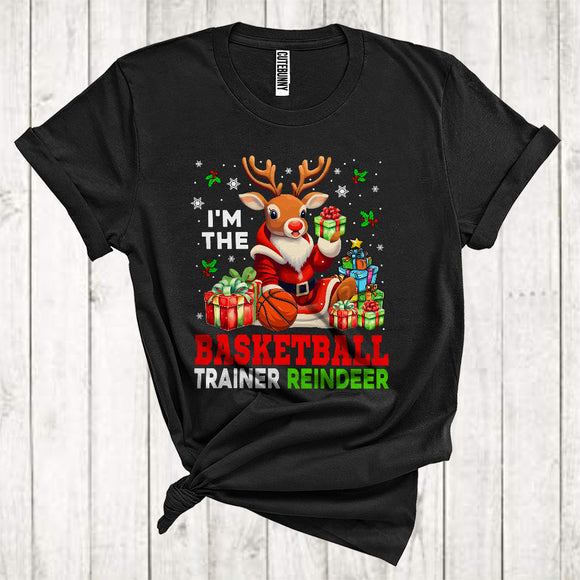 MacnyStore - I'm The Basketball Trainer Reindeer Funny Santa Reindeer Matching Sport Team Christmas T-Shirt