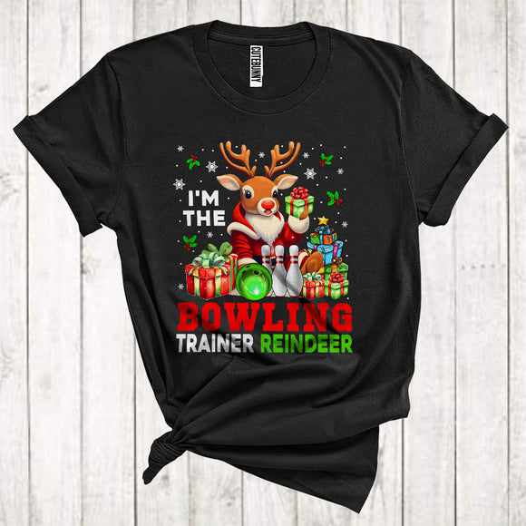 MacnyStore - I'm The Bowling Trainer Reindeer Funny Santa Reindeer Matching Sport Team Christmas T-Shirt