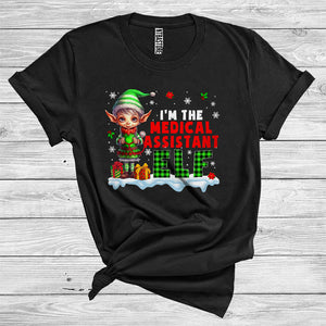 MacnyStore - I'm The Medical Assistant Elf Funny Merry Christmas Snow Plaid Elf Lover Xmas Family Career Job T-Shirt
