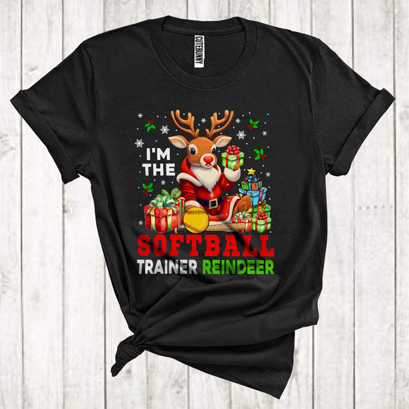 MacnyStore - I'm The Softball Trainer Reindeer Funny Santa Reindeer Matching Sport Team Christmas T-Shirt