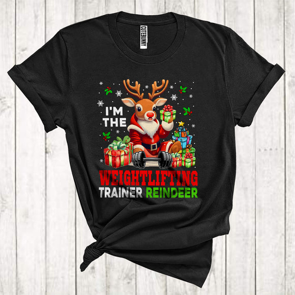 MacnyStore - I'm The Weightlifting Trainer Reindeer Funny Santa Reindeer Matching Gymer Team Christmas T-Shirt
