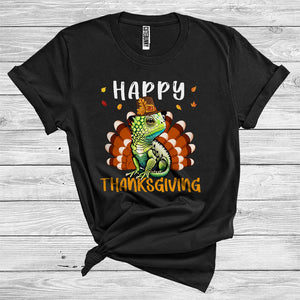 MacnyStore - Iguana As Turkey Wearing Pilgrim Matching Turkey Hunting Wild Animal Happy Thanksgiving T-Shirt