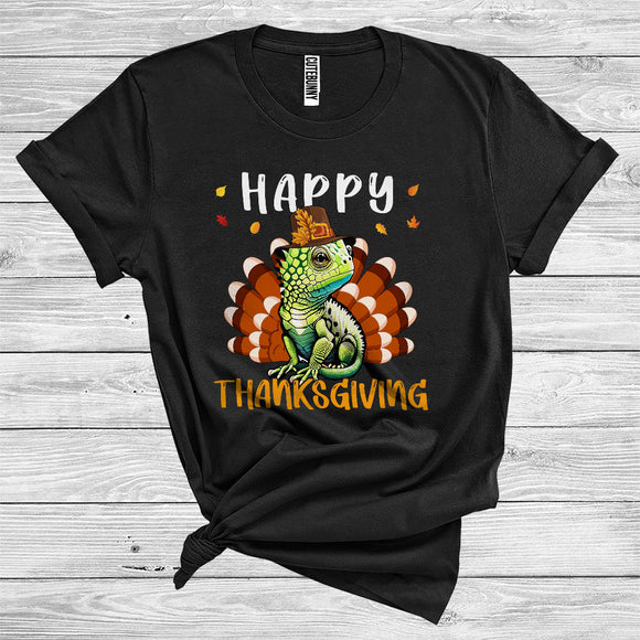 MacnyStore - Iguana As Turkey Wearing Pilgrim Matching Turkey Hunting Wild Animal Happy Thanksgiving T-Shirt